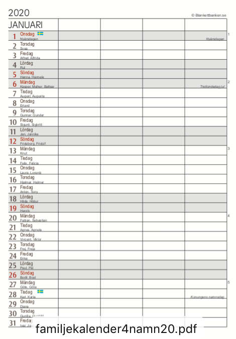 Skriv Ut Kalender För 2020 - Iweky